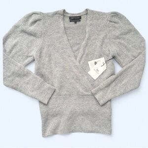 Something Navy Grey Alpaca Wool Blend Wrap Sweater Size Small NWT